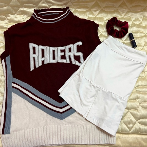 Raiders Cheer Knit Sweater Vest Maroon White Silver River Vale Team Sports - Picture 2 of 4